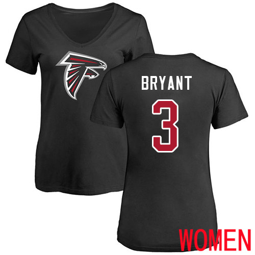 Atlanta Falcons Black Women Matt Bryant Name And Number Logo NFL Football #3 T Shirt->nfl t-shirts->Sports Accessory